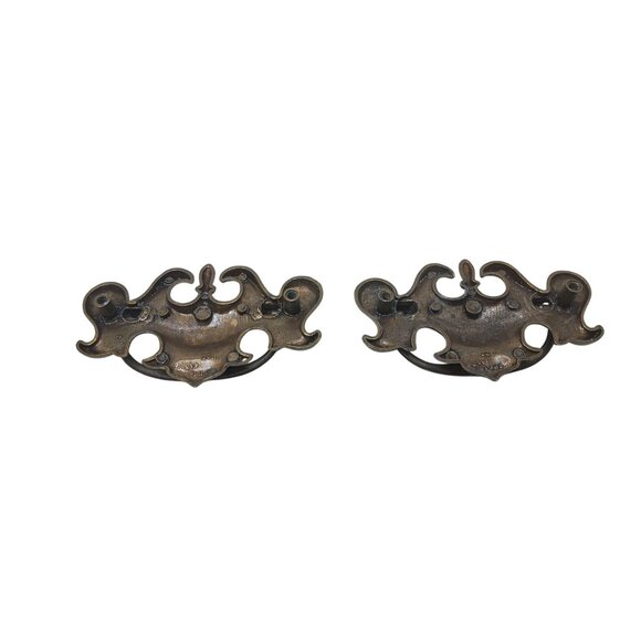 Vintage Harris Brass Drawer Pulls Set Of 2 Ornate Decorative Handles For Furnitu - Picture 8 of 8